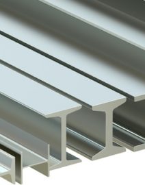 structural beams, steel rolled metal H-beam. 3D rendering